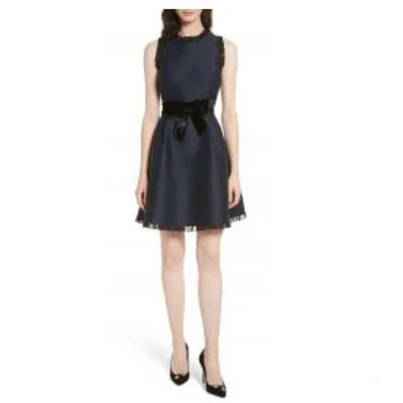 Kate Spade NY Sz. 2 Star Bright Bow And Flare Dress In Navy - Picture 9 of 12